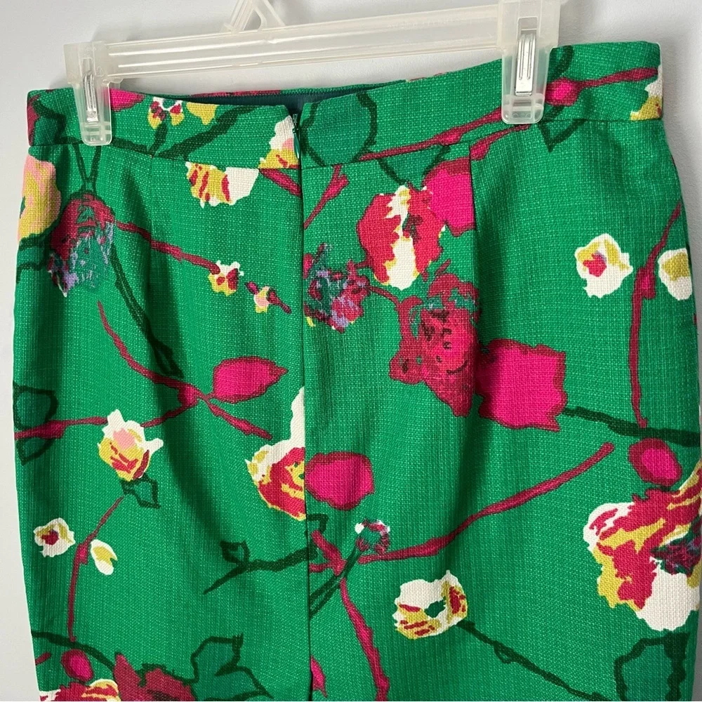 J. Crew Factory Basketweave Springtime Floral 100% Cotton Pencil Midi Skirt Sz 6